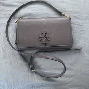 Tory Burch Dark Gray Leather Crossbody Bag